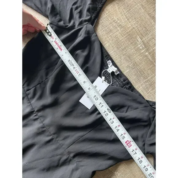 Baltic Born Black Midi Dress XL Sheer Sleeve Sweetheart A Line Fit Flare NWT - Picture 7 of 14